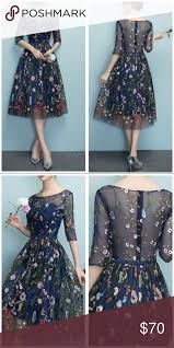 Floral Embroidery Elbow Sleeve Cocktail Dress Colorful Dresses Dresses Clothes Design