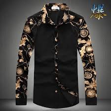 Black And Gold Dress Shirt Mens Black And Gold Shirts For Men England Fashion Black And Gold Shirt Black Floral Shirt