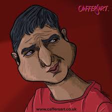 My fourth portrait of the series 17 Taskmaster cast is Nick Mohammed. I  love the Dracula costume he's running around in during the tasks😂  #caffersart #taskmaster #nickmohammed #caricature #caricaturist #cartoon  #caricatureartist #tedlasso