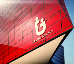 Free 3d Red Building Facade Logo Mockup Graphicsfamily
