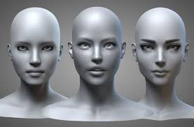 Female Heads Collection Female Head Female Face Drawing Zbrush