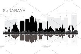 Black And White City Skyline Drawing Surabaya Indonesia City Skyline City Skyline City Skyline Silhouette City Silhouette