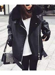 Swode Oversized Shearling Biker Jacket Coat Black In Clothing Jessicabuurman 15497 169 00 Jessicabuurman Fashion Winter Coats Women Coats For Women