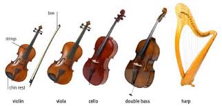 Synthesizer, guitar, saxophone and violin lying on the sheets for. String Instruments In An Orchestra Musicalhow Com
