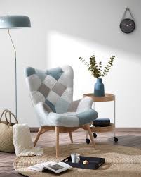 Fauteuil scandinave patchwork gris bleu zago store. Kody Armchair Patchwork Blue Kave Home