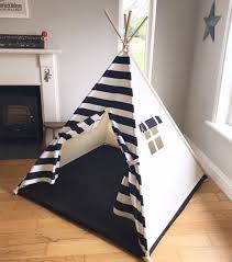 Black And White Striped Teepee Teepee Tent With Black And White Stripes Boy Bedroom In 2019 Teepee Tent Kids Teepee Tent Tent