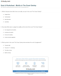 quiz worksheet motifs in the great gatsby study com