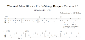 Worried Man Blues 5 String Banjo Tab 3 Versions