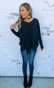 Chelsea Navy Relaxed Fit Sweater Style Winter Fashion Casual Style Basic Top Winter Style Winter Fashion Outfits Fashion Clothes Women Casual Fashion