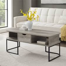 Give your living room some rustic style with our industrial inspired coffee table. 1 Drawer Curved Coffee Table Grey Wash Walmart Com Walmart Com
