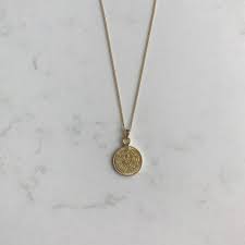 Will accommodate chain or leather necklace up to 5.8mm; Delicate 14k Gold Plated Necklace Dainty Coin Pendant Etsy Gold Medallion Necklace 14k Gold Necklace Gold Coin Necklace
