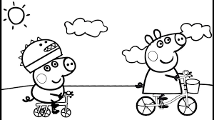 Peppa Pig Cycling With George Coloring Page Peppa Pig Para Colorear Dibujo De Peppa Pig Peppa Pig Imagenes