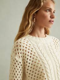 Buy Reiss Ivory Marie Cable Knit Jumper with Wool and Cashmere from the  Next UK online shop