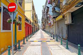 CalÃ§ada Da Igreja De S. LÃ¡zaro, Macau Editorial Stock Photo