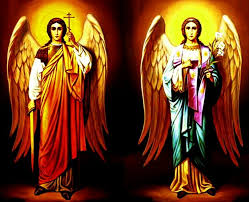 Sfantul arhanghel gavriil aduce slujitor al legii, il numeste acatistul, pe sfantul arhanghel mihail, iar in icoana el poarta o sabie de foc in mana, iar sfantul am o icoana cu sfintii arhangheli mihail si gavril.pe cei ce cred in domnul. Arhanghelul Mihail PoartÄ O Sabie De Foc Iar Arhanghelul Gavriil O Floare De Crin