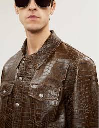 Tom Ford Crocodile-embossed Leather Jacket in Green for Men