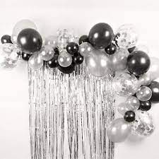 Product titleefavormart silver 16 tall alphabet letters / number foil balloons party decorations graduation new year eve party supplies. Black And Silver Balloon Garland Kit Silver Party Decorations Silver Balloon Black Party Decorations