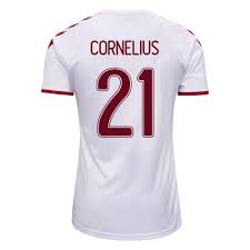 Sie haben enormes tempo in der offensive. Kandiny Herren Danische Fussballnationalmannschaft Andreas Cornelius 21 Auswartstrikot Weiss 2021 Trikot