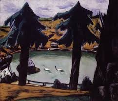 Max Beckmann Bergsee Mit Schwanen Mountain Lake With Swans Kunst Malerei Expressionismus