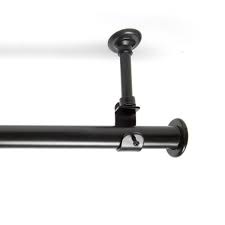 Looking to install a new curtain track, but not quite sure how to get started? Roomdividersnow 108 In 168 In Ceiling Mount Single Curtain Rod In Black Brod144 The Home Depot