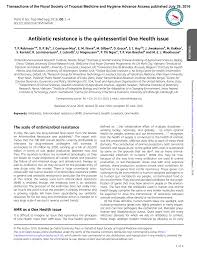 Pdf Antibiotic Resistance Is The Quintessential One Health