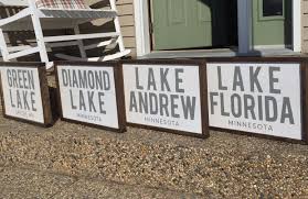 Hand Painted Minnesota Wood Lake Signs With Wood Frames Wood Lake Lake Signs Wood Frame