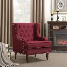 ⭐accent chair with arms ⭐accent chair with ottomans ⭐contemporary accent chairs for living room. Belleze Stylish Button Tufted With Nailhead Trim Cushioned Wingback Accent Chair Traditional Armrest Burgundy Walmart Com Walmart Com