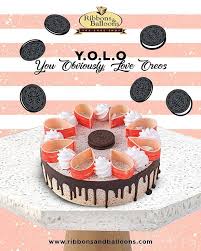 Birthday Cake Ribbons And Balloons Cake Images When You Live Only Once You Obviously Love Oreos Try This Magnificent Cake The Next Time You Order Visit Http Bit Ly 2yneh0f In 2020 Cake Shop Cake Oreo