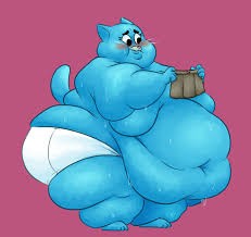 285838 - suggestive, artist:fawxen, nicole watterson (tawog), cat, feline,  mammal, anthro, cartoon network, the amazing world of gumball, fat, female,  hyper, morbidly obese, weight gain - Furbooru