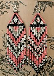 Linda S Crafty Inspirations Fringe Earring Samples Pink Black Silver Seed Bead Jewelry Patterns Beaded Jewelry Patterns Beaded Earrings Patterns