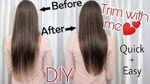 This can take a fair bit of practice. Trimming Medium To Long Hair At Home Diy V Shaped Cut Without Layers A Quick Easy Tutorial Youtube
