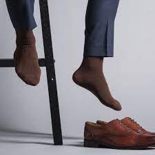 Brown Solid Rib Socks Over The Calf Socks Brown Socks Mens Dress Socks