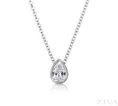 1 Carat Pear Shape Bezel Set Diamond Pendant Necklace Pear Shaped Diamond Necklace Diamond Necklace Solitaire Diamond Pendant