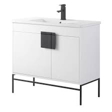 Diy barn door bathroom vanity matte black hardware round up dover. Fine Fixtures Modern White 36 Bathroom Vanity Set Black Matte Hardware Vitreous China Sink Top Walmart Com Walmart Com