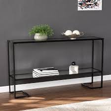 Jai Console Table Glass Shelves Decor Console Table Contemporary Console Table