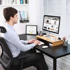 Printer stands serve as shelves for you to put your printer on to save valuable space on your office desk. China Bamboo Wood Monitor Riser With Storage Organier Office Computer Desk Laptop Cellphone Tv Printer Stand Desktop Container For Home Office Bt 2224 China Computer Desk Laptop Stand