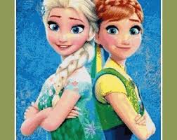 Frozen Fever Elsa and Anna Cross Stitch Pattern Frozen Cross Stitch DIY  Frozen Kids Room Decoration DIY Anna Cross Stitch Elsa Cross Stitch