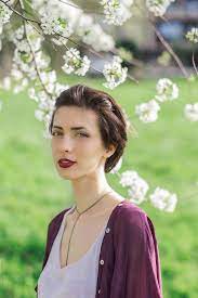 Just a silly short haired hinata short haired beauties. Portrait Of A Beautiful Short Haired Brunette Woman At Springtime By Aleksandra Jankovic Beauty Woman