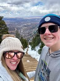 Climbing Manitou Incline with family members