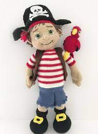 Dress up your knitted toys with these cool accessories! Crochet Pattern Fidget The Pirate Amigurumi Pirate Doll Parrot Baby Rattle Stuffed Toy Amigurumi Doll Crochet Teddy Bear Pattern Crochet Patterns