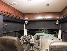 The shades' horizontal rods, sewn into the fabric, allow for effortless operation and enable the shade to fold neatly when raised. Blackout Vinyl Rv Roller Shades Motorhome Camper Recreational Vehicle