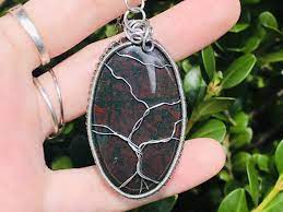Bloodstone Pendant Necklace Tree Of Life Stone Pendant Wire Wrapped Pendant Necklace Root Chakra Jewelry Bloodstone Necklace Bloodstone Family Tree Necklace