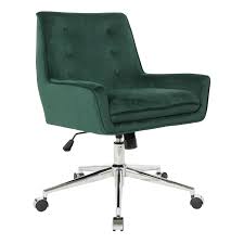 Osp Home Furnishings Quinn Office Chair In Emerald Green Velvet With Chrome Base Kd Walmart Com Upholstered Office Chair Osp Home Furnishings Home Office Furniture