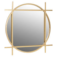 Framed in gold and suspended from a gold finish ring, it offers this round wall mirror is a perfect accent for a master suite or transitional living area. Circle Square Wall Mirror Gold Round Mirrors Barker Stonehouse