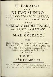 El Paraíso en el Nuevo Mundo de Antonio de León Pinelo