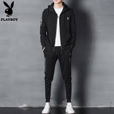 Buy Playboy Fashion Autumn And Winter Men S Cardigan Sports Suit Hooded Sweater Two Piece At Affordable Prices Free Shipping Real Reviews With Photos Joom