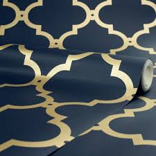 Morocco Trellis Wallpaper Navy Gold In 2020 Trellis Wallpaper Color Palette Living Room Gold Victorian Wallpaper