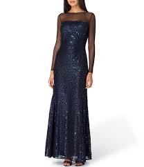Tahari Asl Illusion Neck Sequin Lace Gown Dillard S Lace Evening Dresses Evening Dress Fashion Women S Evening Dresses