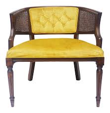 696 x 928 jpeg 74 кб. Vintage Yellow Gold Tufted Velvet Cane Barrel Chair Chairish