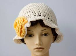 Crochet Summer Cotton Flower Sun Hat, Brimmed